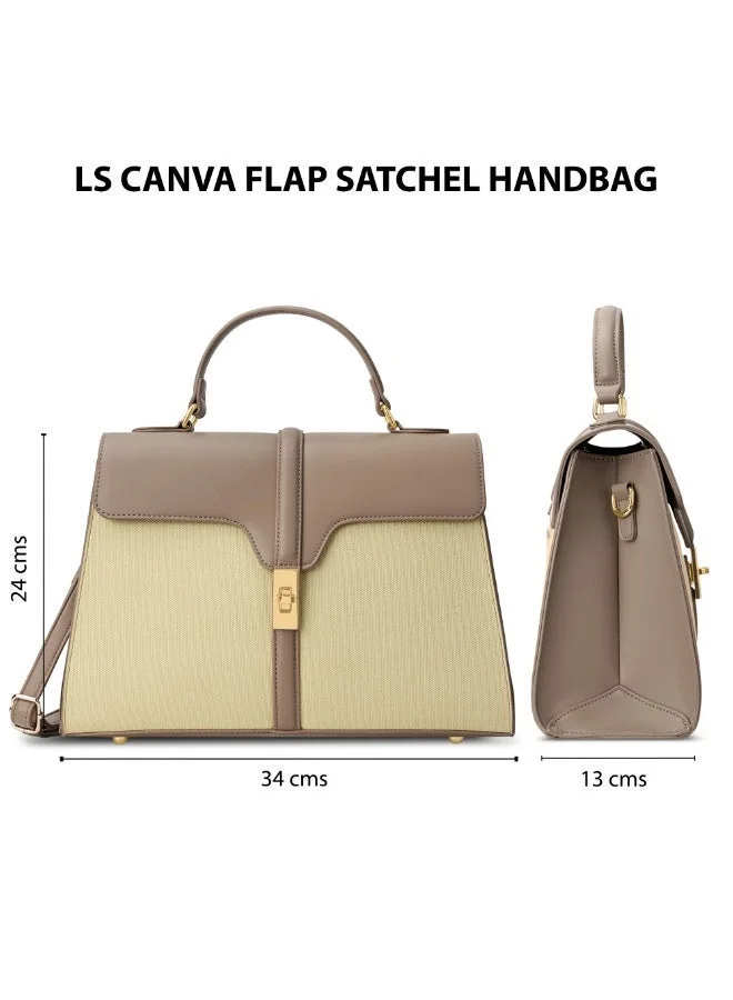 Lavie  Signature Canva Flap Satchel (Beige)  | Best Price UAE